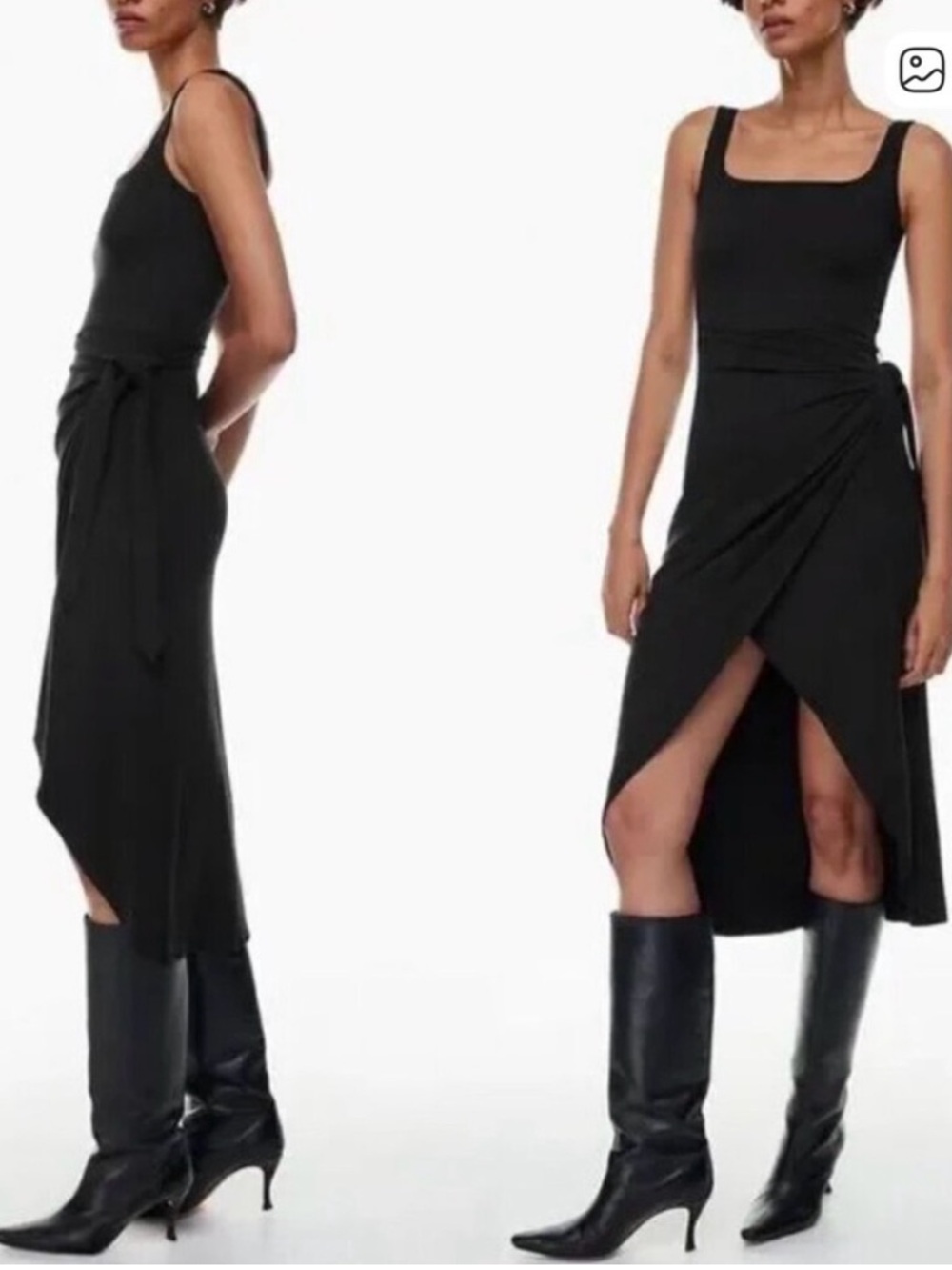 Aritzia Wilfred Wrap black Midi Dress with Square Neck